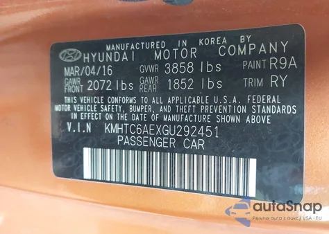2016 Hyundai Veloster Turbo from USA, damaged, VIN KMHTC6AEXGU292451